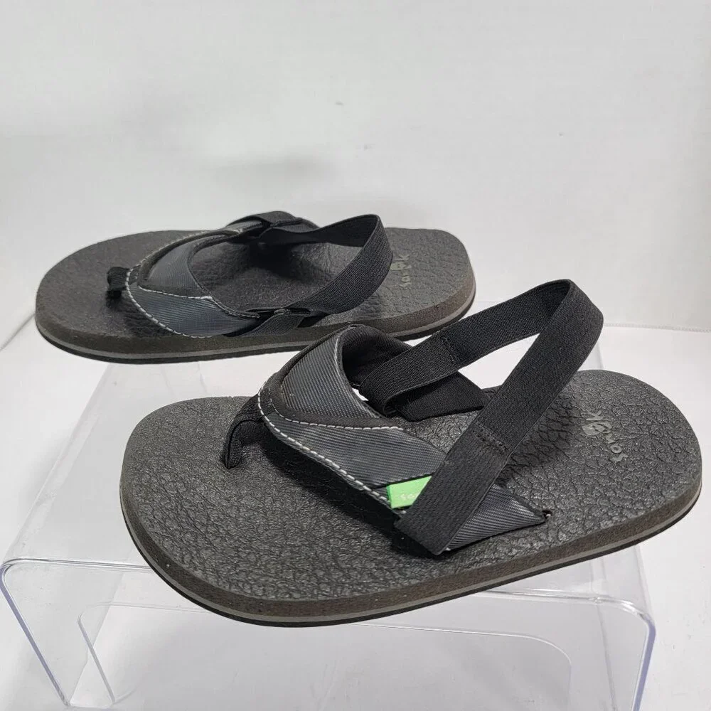 Sanuk Sandals Toddler 11-12 Beer Cozy Slingback Black Comfort Pull On‎ Flats